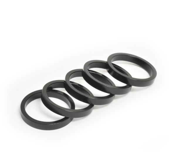 Wheels Manufacturing 1-1/8" x 5mm Black Aluminum Headset Spacers, Bag of 5